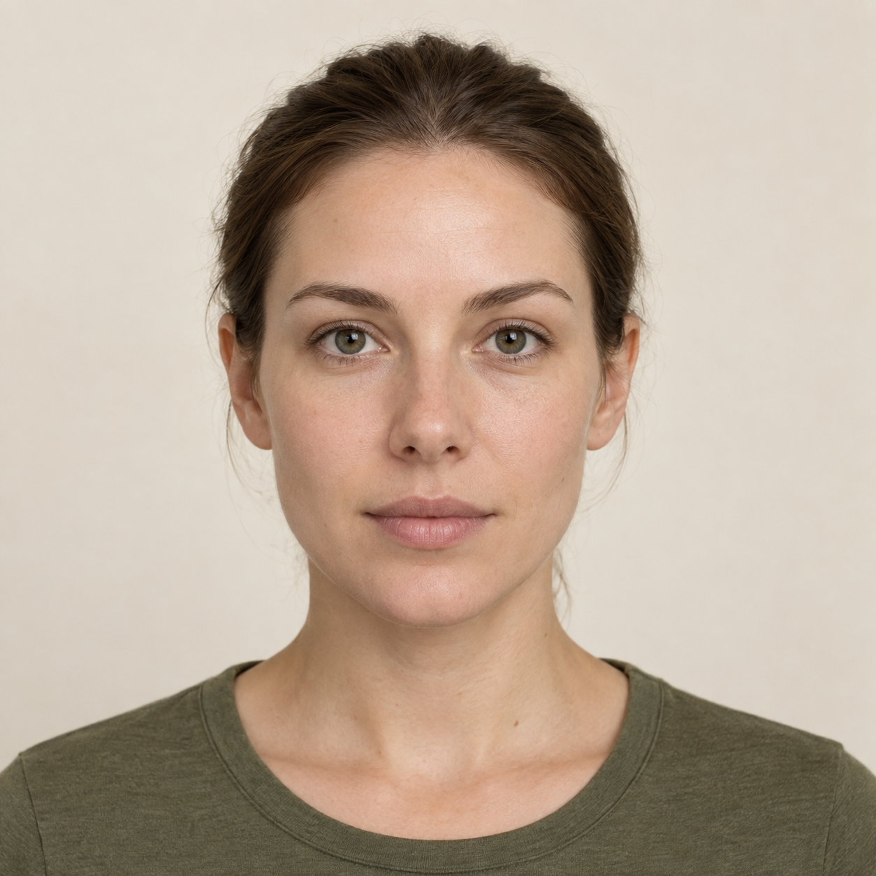 AI-generated fictional adult used for the sample geometry report